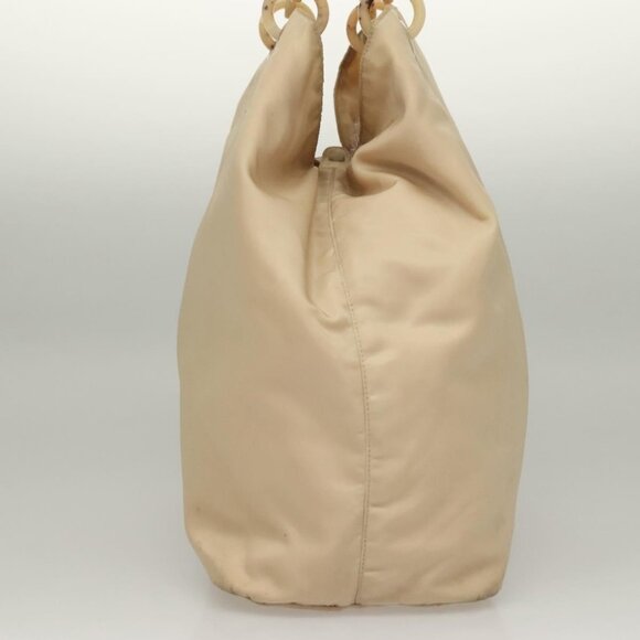 PRADA Hand Bag Nylon Beige Silver Auth - Picture 4 of 16